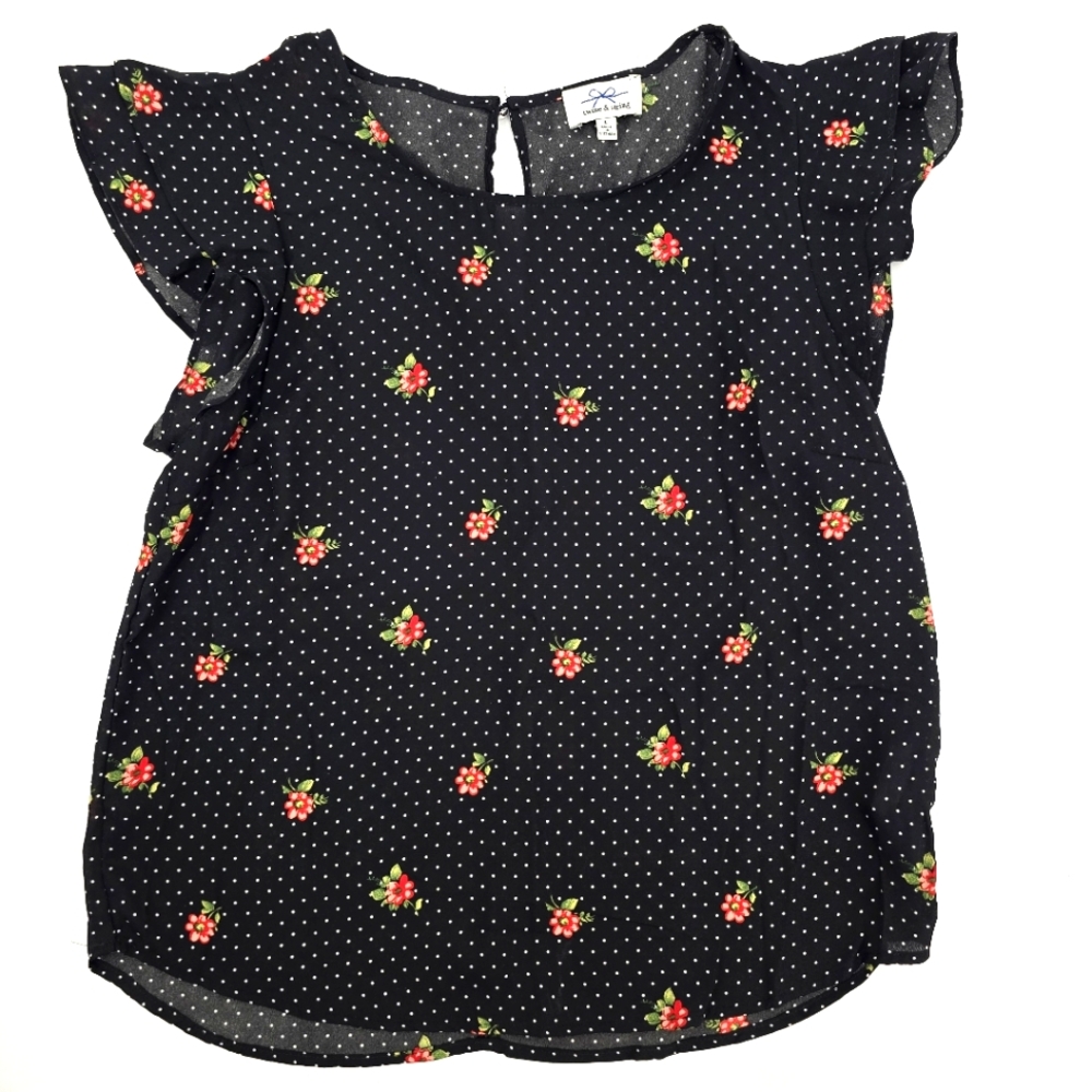 Twine & String Floral Polka Dot Blouse Size L